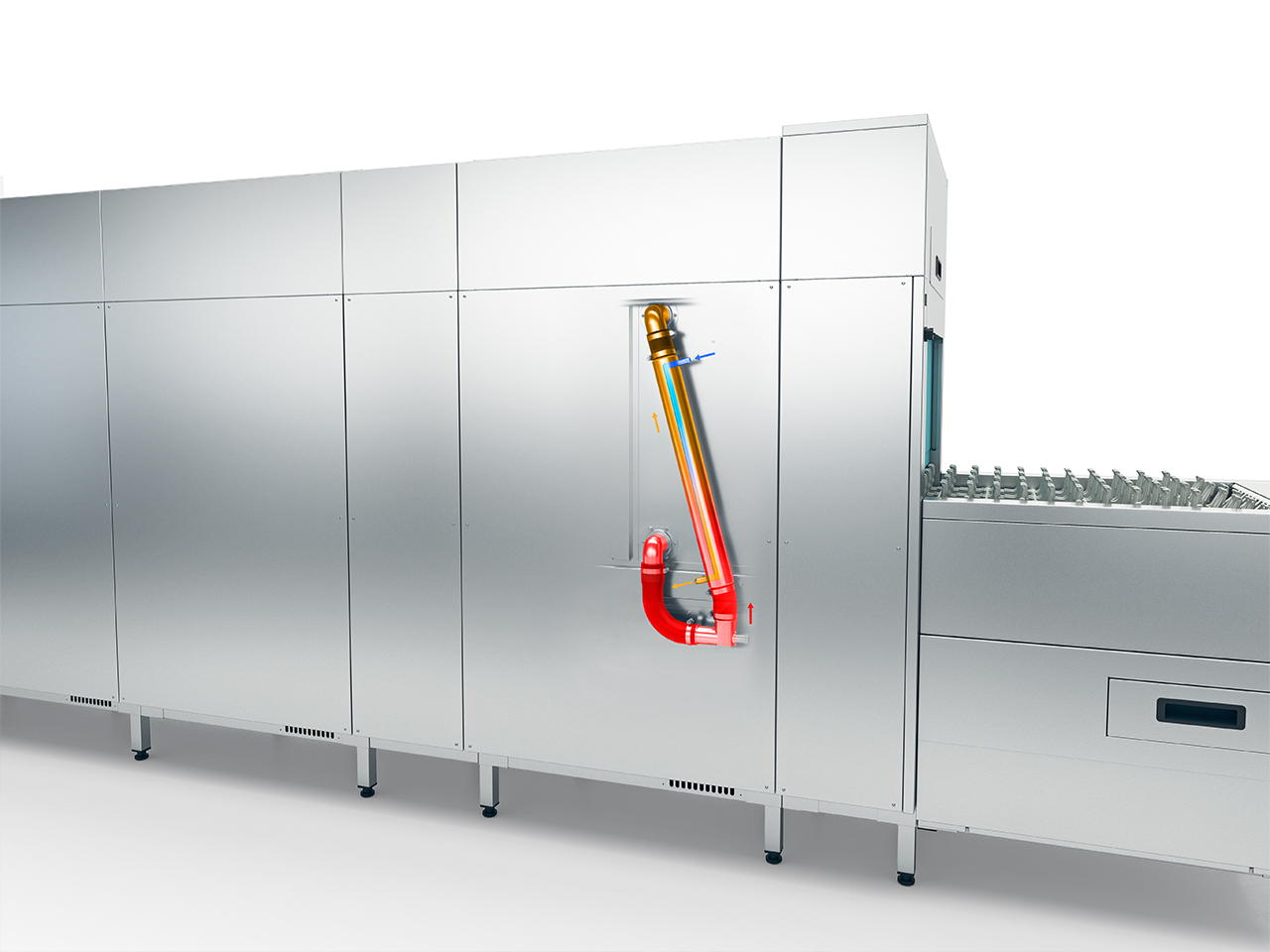 Máquinas de lava-louças de transporte Winterhalter MTF trocador de calor da zona de pré-lavagem